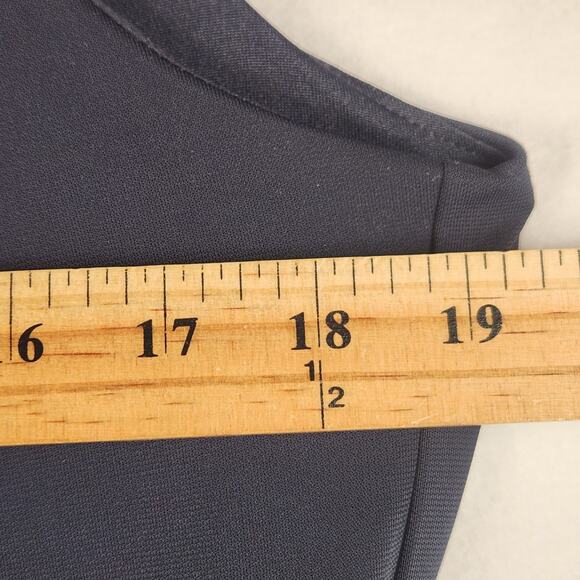 Ann Taylor Jumpsuit Halter Wide Leg WMNS L Navy Blue Sleeveless Tie Waist EUC - Picture 14 of 16